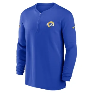 Los angeles rams nike 2023 sideline performance long sleeve tri blend quarter zip top Royal M