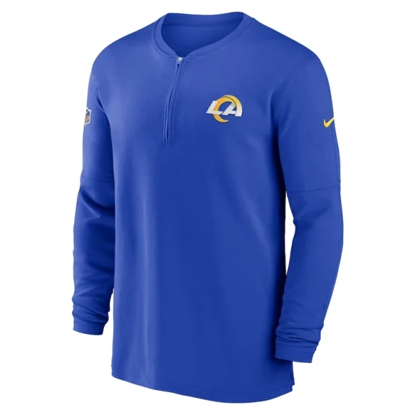 Los angeles rams nike 2023 sideline performance long sleeve tri blend quarter zip top Royal M