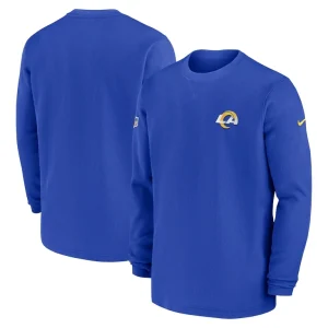 Los angeles rams nike 2023 sideline throwback heavy brushed waffle long sleeve top Royal