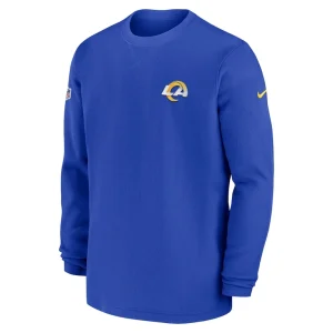 Los angeles rams nike 2023 sideline throwback heavy brushed waffle long sleeve top Royal M