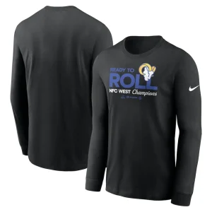 Los angeles rams nike 2024 nfc west division champions locker room trophy collection long sleeve t shirt Black