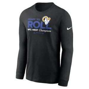 Los angeles rams nike 2024 nfc west division champions locker room trophy collection long sleeve t shirt Black M