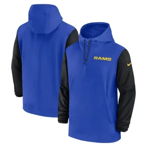 Los angeles rams nike 202425 sideline pre game player 12 zip hoodie jacket Royalblack