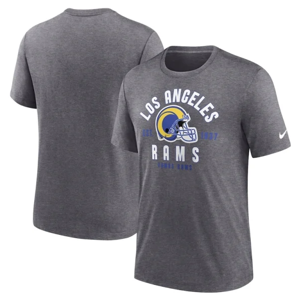 Los angeles rams nike helmet tri blend t shirt Heather charcoal