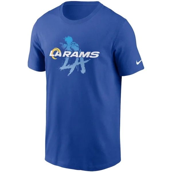 Los angeles rams nike hometown collection just play t shirt Royal M