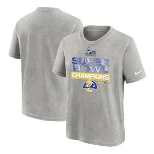 Los angeles rams nike preschool super bowl lvi champions locker room trophy collection t shirt Heathered gray