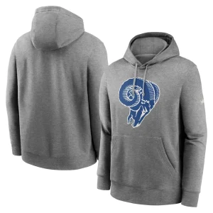 Los angeles rams nike rewind club fleece pullover hoodie Heathered gray