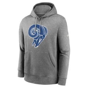 Los angeles rams nike rewind club fleece pullover hoodie Heathered gray M