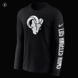 Los angeles rams nike rflctv name and logo t shirt Black XL