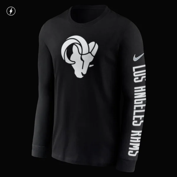 Los angeles rams nike rflctv name and logo t shirt Black XL