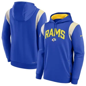 Los angeles rams nike sideline athletic stack performance pullover hoodie Royal