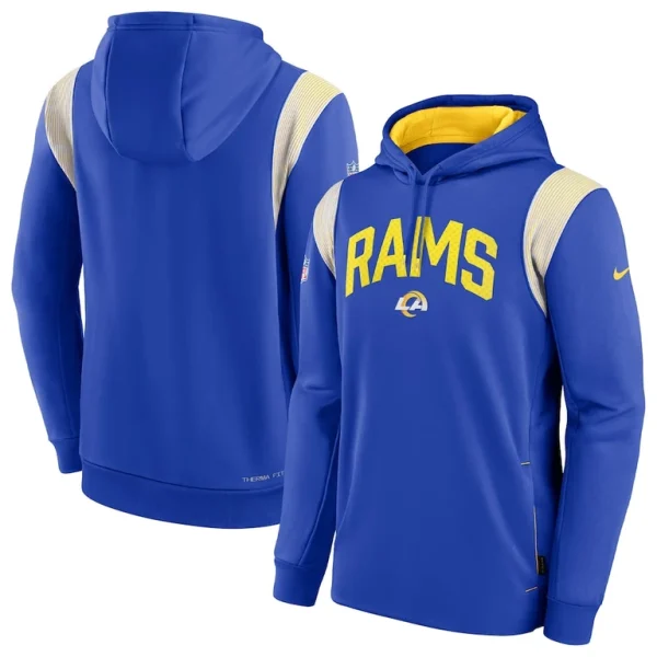 Los angeles rams nike sideline athletic stack performance pullover hoodie Royal