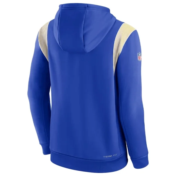 Los angeles rams nike sideline athletic stack performance pullover hoodie Royal L