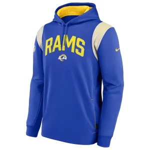 Los angeles rams nike sideline athletic stack performance pullover hoodie Royal M