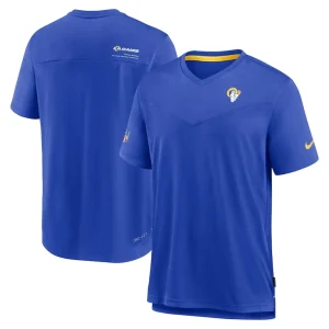Los angeles rams nike sideline coach chevron lock up logo v neck performance t shirt Royal