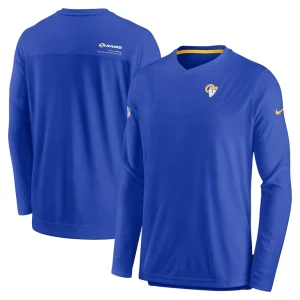 Los angeles rams nike sideline coach chevron lock up long sleeve v neck performance t shirt Royal