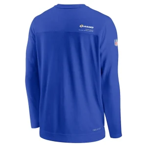 Los angeles rams nike sideline coach chevron lock up long sleeve v neck performance t shirt Royal L