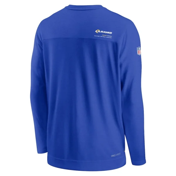 Los angeles rams nike sideline coach chevron lock up long sleeve v neck performance t shirt Royal L