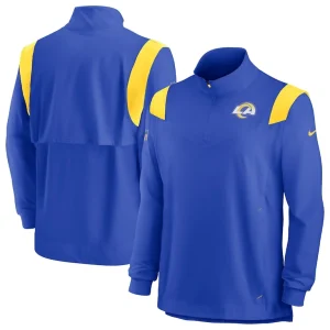 Los angeles rams nike sideline coach chevron lockup quarter zip long sleeve top Royal