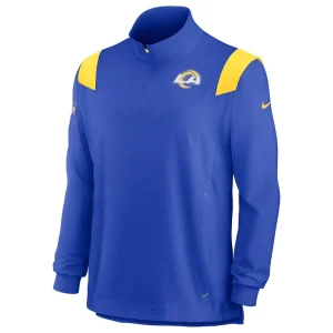 Los angeles rams nike sideline coach chevron lockup quarter zip long sleeve top Royal M