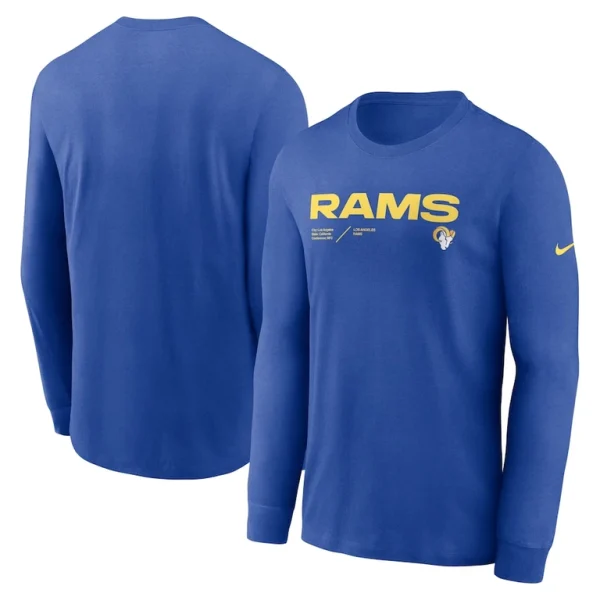 Los angeles rams nike sideline infograph lock up performance long sleeve t shirt Royal