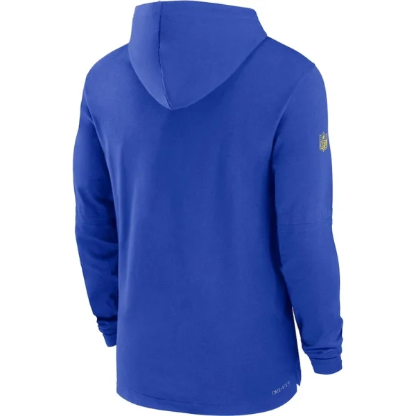 Los angeles rams nike sideline performance long sleeve hoodie t shirt Royal L