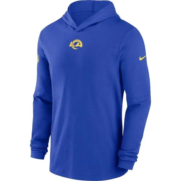Los angeles rams nike sideline performance long sleeve hoodie t shirt Royal M