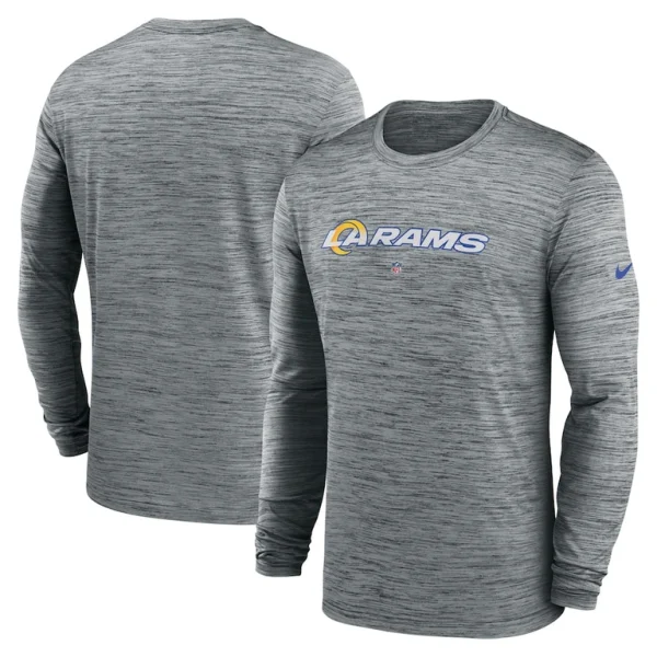 Los angeles rams nike sideline team velocity performance long sleeve t shirt Heather gray