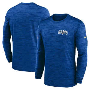 Los angeles rams nike sideline velocity athletic stack performance long sleeve t shirt Royal