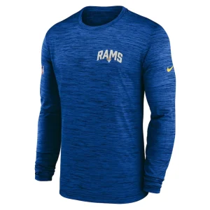 Los angeles rams nike sideline velocity athletic stack performance long sleeve t shirt Royal M