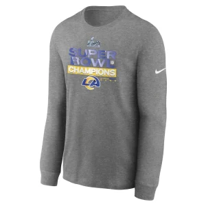 Los angeles rams nike super bowl lvi champions locker room trophy collection long sleeve t shirt Heathered charcoal M