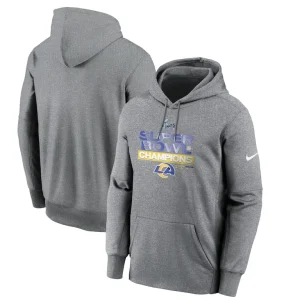 Los angeles rams nike super bowl lvi champions locker room trophy collection pullover hoodie Heathered charcoal