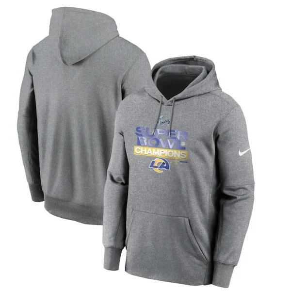 Los angeles rams nike super bowl lvi champions locker room trophy collection pullover hoodie Heathered charcoal