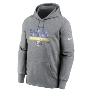 Los angeles rams nike super bowl lvi champions locker room trophy collection pullover hoodie Heathered charcoal M