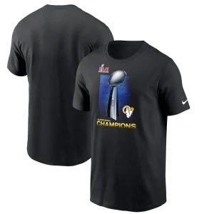 Los angeles rams nike super bowl lvi champions lombardi trophy t shirt Black