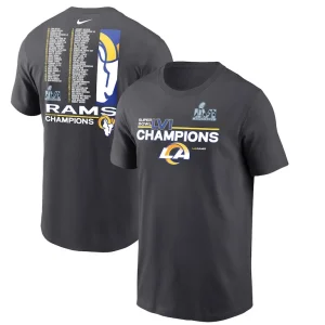 Los angeles rams nike super bowl lvi champions roster t shirt anthracite Multi