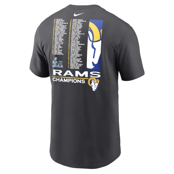 Los angeles rams nike super bowl lvi champions roster t shirt anthracite Multi L