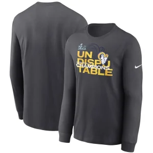 Los angeles rams nike super bowl lvi champions slogan long sleeve t shirt anthracite Multi