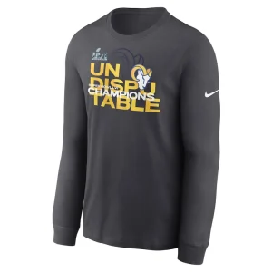 Los angeles rams nike super bowl lvi champions slogan long sleeve t shirt anthracite Multi M