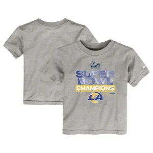 Los angeles rams nike toddler super bowl lvi champions locker room trophy collection t shirt Heathered gray