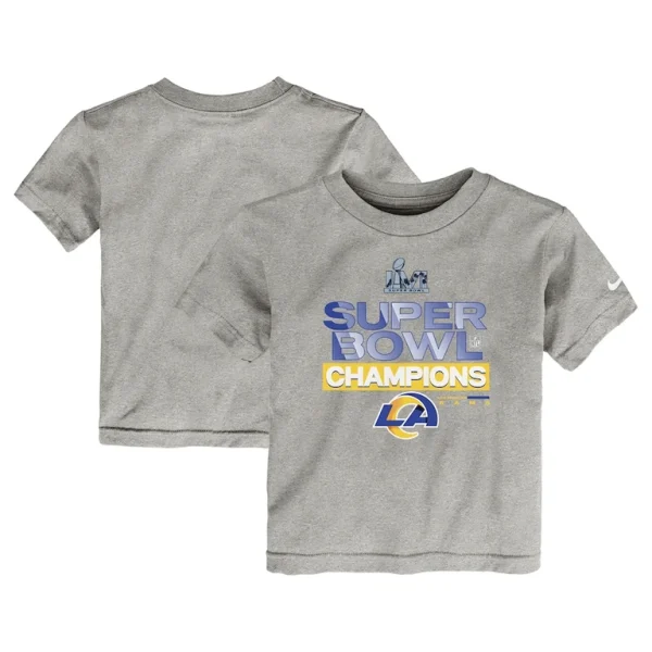 Los angeles rams nike toddler super bowl lvi champions locker room trophy collection t shirt Heathered gray