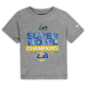 Los angeles rams nike toddler super bowl lvi champs trophy t shirt Heathered gray