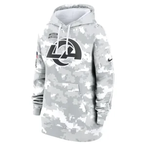 Los angeles rams nike womens 2024 salute to service club fleece oversized pullover hoodie Arctic camo S