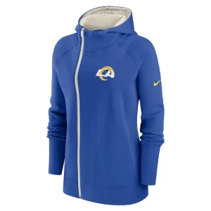 Los angeles rams nike womens asymmetrical raglan full zip hoodie Royal S