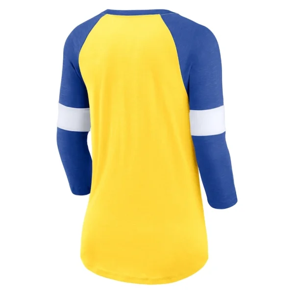 Los angeles rams nike womens football pride raglan 34 sleeve t shirt Heather goldheather royal M