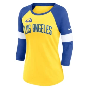 Los angeles rams nike womens football pride raglan 34 sleeve t shirt Heather goldheather royal S