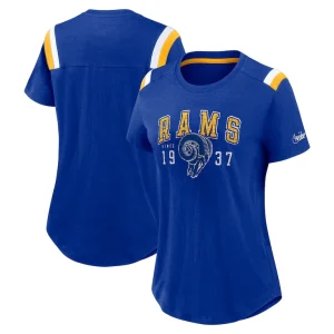 Los angeles rams nike womens historic slub fashion t shirt Heather royal