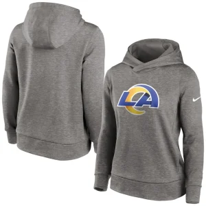 Los angeles rams nike womens lightweight performance hooded top Heather charcoal