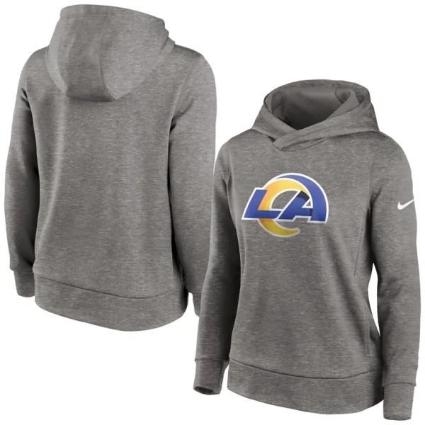 Los angeles rams nike womens lightweight performance hooded top Heather charcoal