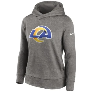 Los angeles rams nike womens lightweight performance hooded top Heather charcoal S